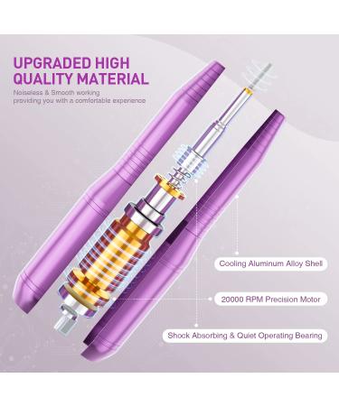 All's Electric Nail Cutter - 20 000 RPM Professional Nail Drill for Gel Nails | Portable Manicure & Pedicure Kit with Grinding Tapes & Brush - Purple Violet - Buy Online on GoSupps.com