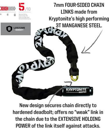 Kryptonite Keeper 785 Integrated Bike Lock Chain - 33.5-Inch, Black | Secure Your Bicycle with Confidence - Buy Online on GoSupps.com