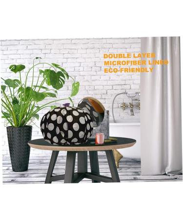 Terry Cloth Lined Waterproof Shower Cap for Women - Reusable Double Layer Bath Cap with Dry Hair Function - Black and White Dots Design - Buy Online on GoSupps.com