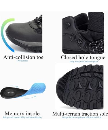 ZASEPY Men's Hiking Boots Non-Slip Mid Top Water Resistant | Black 078 - Buy Online on GoSupps.com