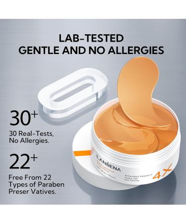 Vitamin C Under Eye Patches - 30 Pairs Anti-Aging Cooling Masks for Dark Circles Puffy Eyes Fine Lines & Wrinkles Hydrating with Caffeine & Niacinamide - Buy Online on GoSupps.com