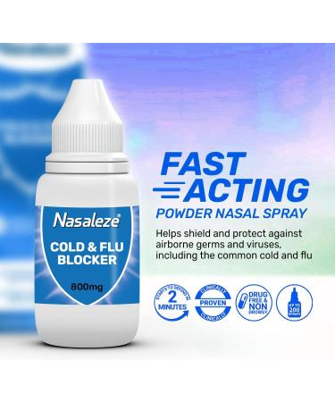 Nasaleze Cold & Flu Blocker - Peppermint Flavour Powder Nasal Spray | 30-Days Supply - 800mg | Cold and Flu Prevention - Buy Online on GoSupps.com