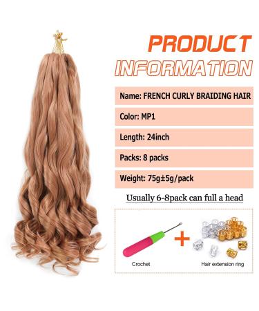 Dt Cheryl French Curls Braiding Hair - 8 Pack Pre-Stretched 24 Loose Wave Curly Extensions - 75g/Pack Synthetic Hair for International Shipping - Buy Online on GoSupps.com