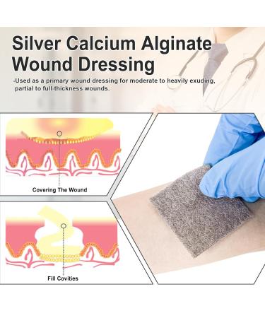 Carbou Silver Calcium Alginate Wound Dressing with Ag - 3x3 Patches | 10 Sterile Highly Absorbent Non-Stick Pads - Ideal for Effective Wound Care - Buy Online on GoSupps.com