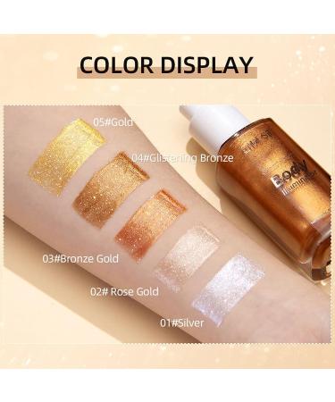 MEICOLY Liquid Body Illuminator 04 Glistening Bronze 40ml - Long Lasting & Waterproof Body Shimmer Oil for Glowing Skin - Buy Online on GoSupps.com