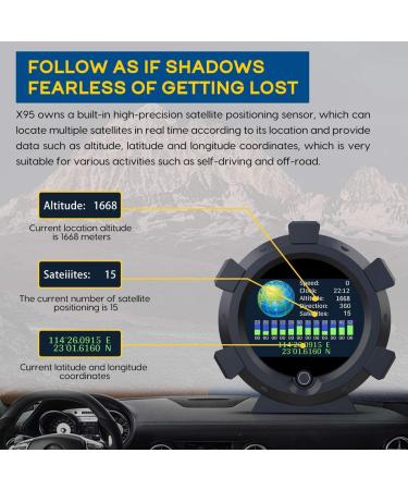 Wosieue X95 Head-Up Display HUD GPS Vehicle Speed Display Inclinometer Universal Durable - Buy Online on GoSupps.com