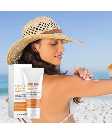 Sunscreen SPF 100 Sunscreen For Body & Face Face Sun Lotion Cream With SPF100 Ultra Light UV Protetion Cream Refreshing And Non Greasy Size Sun Cream Waterproof And Sweatproof - Buy Online on GoSupps.com