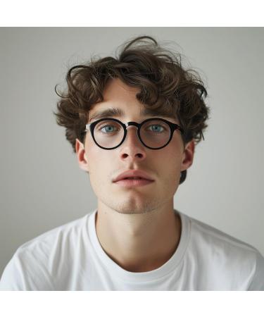 London Mole Glasses | Stylish Graduate Round Reading Glasses for Men & Women | Unisex Black Glossy 1.5x with Spring Hinges - Buy Online on GoSupps.com