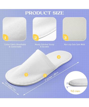 40 Pairs Non-Slip Disposable Spa Slippers - White Closed Toe Hotel House Slippers for Men Women - Ideal for Home, Hotel, Wedding Supplies - Buy Online on GoSupps.com