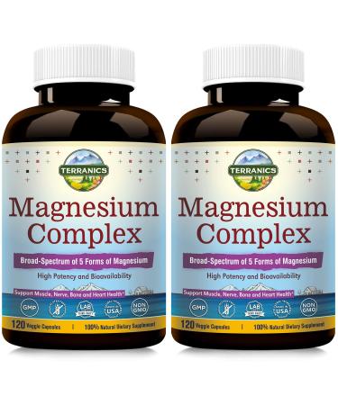 Terranics Magnesium Complex Total 240 Capsules Max Absorption Glycinate Citrate Malate Aspartate Gluconate Support Heart Mood Sleep Muscle Health