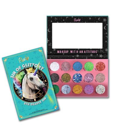 Rude Cosmetics Sin of Glittony Glitter Palette for Women - 0.634 oz Eye Shadow