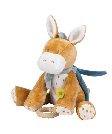 Nattou Aktiv-Kuscheltier aus Polyester Mit Musik und Silikon-Beißring Esel Leo Ca. 30 cm Felix und Leo Beige Esel Leo Standard