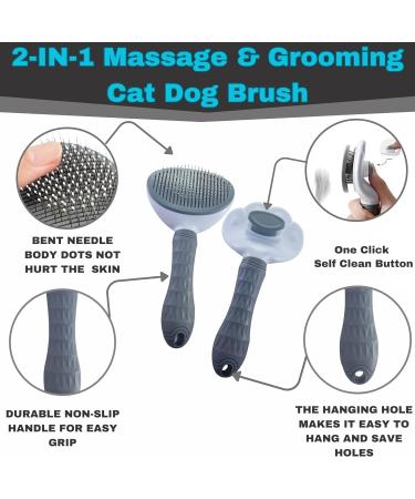 PetGroom Self Cleaning Cat & Dog Brush - Reduce Shedding Up to 95% - Ideal for Short or Long Haired Cats and Dogs - Grey - Buy Online on GoSupps.com