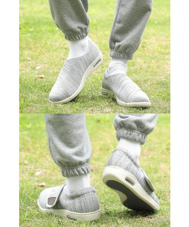 Women's Large Velcro Adjustable Diabetes Shoes for Elderly | Wide Anti-Slip Shoes with Air Cushioned Soles in Dark Gray - Buy Online on GoSupps.com