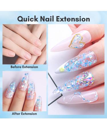 Makartt Poly Nail Gel - Blue Giltter 50ML Gel Builder for Shiny-Looking Nail Strengthener 3D Diy Hard Gel Manicures Nail Art At Home-Frozen Bluebell - Buy Online on GoSupps.com