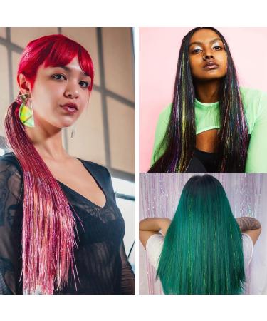 Shiny Hair Tinsel Kit - 12 Colors, 3000 Strands, Fairy Extensions for Party Highlights - Glitter Multi-Colors - 45 Inch (Pack of 12) - Buy Online on GoSupps.com