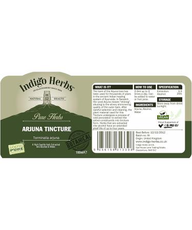 Indigo Herbs Arjuna Tincture 100ml | Ayurvedic Supplement 100 ml (Pack of 1) - Buy Online on GoSupps.com