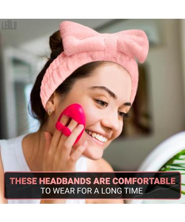 Bow Headbands for Women - 2 Pack Cute Makeup & Shower Hair Bands in Pink Gray - Ideal for Face Washing, Spa, Sports & Gym - Buy Online on GoSupps.com