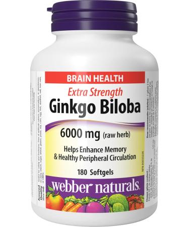 Webber Naturals Ginkgo Biloba 6000 mg 180 Softgels Helps Enhance Cognitive Function and Memory & Biotin 10 000 mcg Extra Strength 120 Capsules Softgels + Biotin 10 000 mcg - Buy Online on GoSupps.com