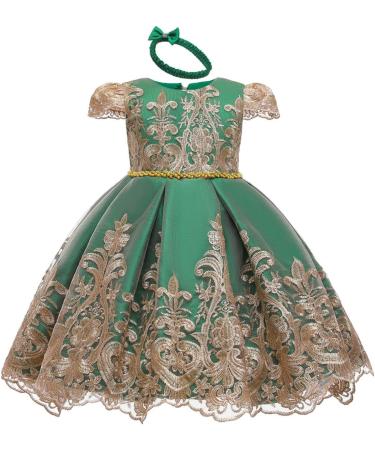 MYRISAM Baby Girl Embroidery Christening Dress with Headwear 3-6 Months Green - Buy Online on GoSupps.com