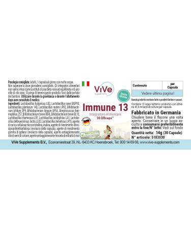 Immune 13 | 30 Delayed-Release Drcaps | 13 Probiotic Strains | 41.5 Billion CFU | Premium German Quality | Vive Supplements - Buy Online on GoSupps.com