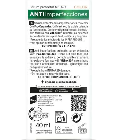  Ecran ECRAN Sunnique Anti-Blemish Serum Sun Protection and Face Care Coloured Protective Serum Unifies Tone and Corrects Red Light Texture Waterproof 40 ml - Buy Online on GoSupps.com