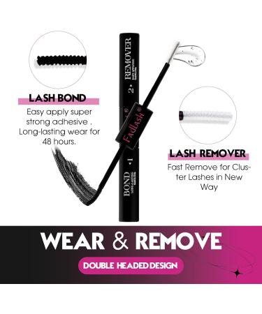 FADLASH 2 in 1 Lash Bond and Remover - Super Strong Hold Adhesive for Cluster Individual Lashes - 48 Hours Lasting - Non-Irritating Formula - Black+White - Buy Online on GoSupps.com