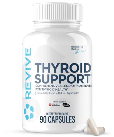 Revive MD Thyroid Support Supplement for Men & Women - Comprehensive Blend of Nutritents Supports Healthy Thyroid Function with Essential Vitamin Minerals & Herbs (90 Capsules 30 Servings)