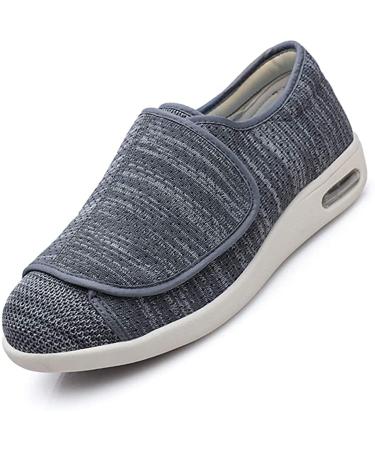 Women Extra Wide Width Shoes Lightweight Breathable Adjustable Swollen Ankles Edema Feet for Elderly Diabetic Bunion Arthritis Plantar Fasciitis (Grey 43 EU)