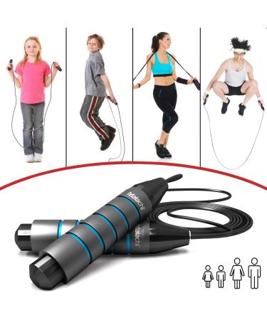 Malachi Tangle-Free Speed Jump Rope | Adjustable Cable Skipping Rope for Women Men Kids | Blue Workout Jumping Rope with Memory Foam Handles - Buy Online on GoSupps.com
