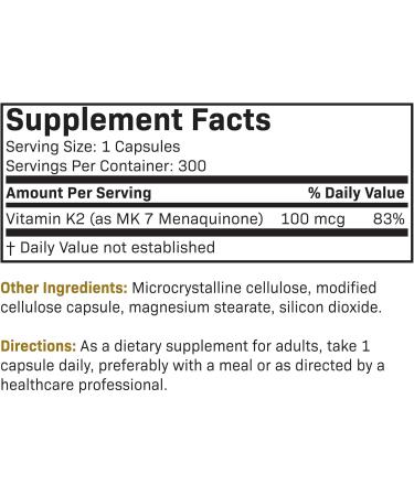 Futurebiotics Vitamin K2 as MK-7 100 mcg Supports Strong Bones- Non-GMO 300 Vegetarian Capsules 300 Count (Pack of 1) - Buy Online on GoSupps.com