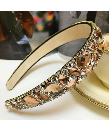Fodattm Women Sparkle Rhinestone Crystal Wide-brimmed Headband Hairband High-grade Headwear Hair Hoop (Champagne) - Buy Online on GoSupps.com