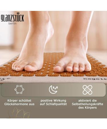 Glanz Berlin Health Collection: XL Akupressurmatte Set - Linen Massage Mat with Pillow & Heat Function for Back Pain Relief - Sustainable & Eco-Friendly - Buy Online on GoSupps.com