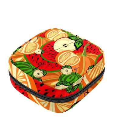 Menstruation pad bag with zipper women's napkin bag tampons collecting bags for women and girls (watermelons fruit)
