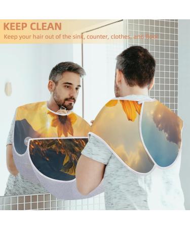 Landscape Mountain Sunflower Beard Bib Apron | Beard Hair Catcher for Men | Perfect Gift for Father's Day Anniversaries & Christmas - Buy Online on GoSupps.com