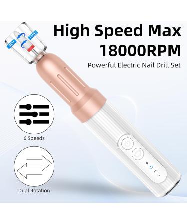 Electric Nail Drill Machine for Gel and Acrylic Nails | Portable USB Efile Set for Manicure Pedicure | White Gold Nail Tools - Buy Online on GoSupps.com