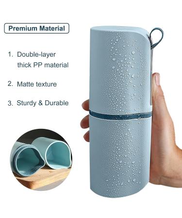 Dadop Travel Toothbrush Case with 5 Silicone Covers - Portable Wash Cup Holder for Travel, Camping, Home - Sky Blue - Buy Online on GoSupps.com
