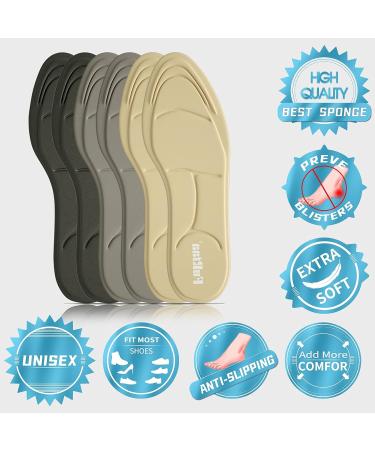 3 Pairs Sponge Heel Insoles with Grips & Cushions | Metatarsal & Arch Pain Relief | Women's 9-11.5/Men's 8-10.5 - Buy Online on GoSupps.com