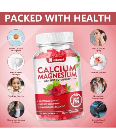 Calcium Magnesium Zinc with Vitamin D3 Supplement Sugar Free Calcium Gummies for Women Men High Absorption Zinc Gummies for Bone & Muscle & Immune Health Vegan Raspberry Flavor - 60 Count Raspberry 60 Count (Pack of 1) - Buy Online on GoSupps.com