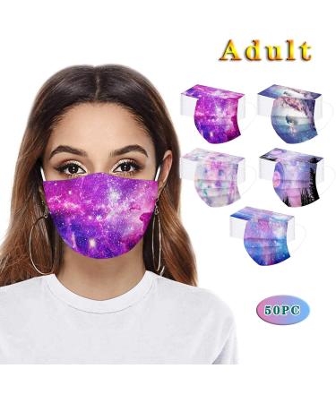 Goddess Accent 50 Pack Disposable Face_Mask Cute Floral Tie Dye Printed Protection for Adults Women - Buy Online on GoSupps.com