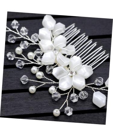 minkissy Wedding Headpiece Bridal Headdress wedding headgear rhinestones pearl flower comb white accessories Pearl Rhinestone Hair Comb Wedding dress Wedding Hair Comb - Buy Online on GoSupps.com