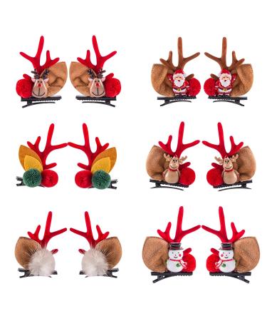 Miaija 12Pieces Pet Elk Hair Bows Clips Winter Funny Cute Xmas Dress Up Christmas Dog Hair Grooming Accessories for Small Puppy Cat Long Hair