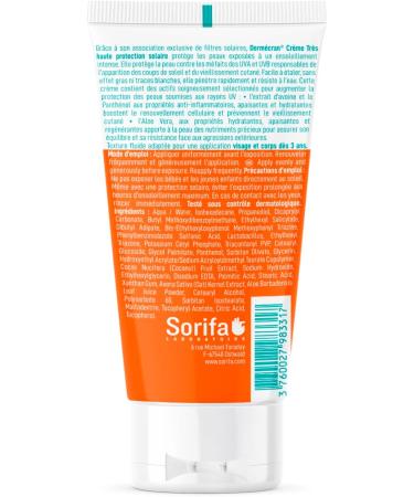 SORIFA - Dermscreen - Sun cream SPF50+ - Face and body - Vegan & Ocean Friendly formula - Water resistant - For the whole family from 3 years old - Made in France - Tube 50 ml - Buy Online on GoSupps.com