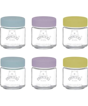 Kilner Kids 110ml Glass Jars Set of 6 with Munchkin Soft Tip Baby Weaning Spoons - 6 Pieces - Buy Online on GoSupps.com