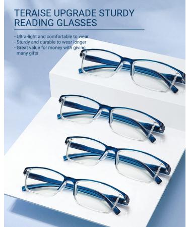 Teraise Anti-Blue Reading Glasses for Men & Women | Comfortable & Stylish 1.0x Computer Glasses with Feather Hinge & Blue Light Filter - Buy Online on GoSupps.com