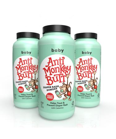 Anti Monkey Butt Baby Powder with Calamine | Prevents Diaper Rash and Absorbs Moisture | Talc Free | 6 Ounces |Yellow Pack of 3 6 Ounce (Pack of 3)