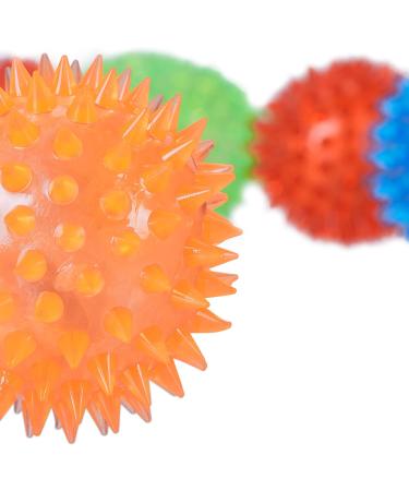 Relaxdays Hedgehog Ball Set of 12 - Colorful LED Bouncy Balls for Kids - 4 Flashing Colors 6.5 cm - Buy Online on GoSupps.com