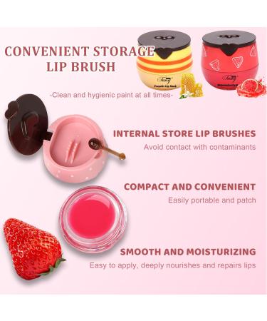 Honey Lip Balm Bee Lip Balm Honey Pot Moisturizing Lip Mask Overnight Hydrate Repair Prevent Dry Cracked Lip Care (Honey+Strawberry+Watermelon) - Buy Online on GoSupps.com