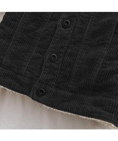 Volunboy Toddler Corduroy Sherpa Jacket | Fleece Lined Button Down Coat | Warm Outwear for Baby Boys Girls 18-24 Months - Black - Buy Online on GoSupps.com