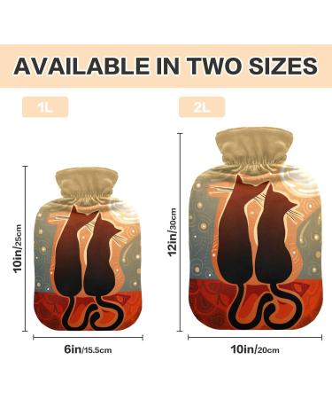 Hot Water Bottle 2L with Cover - Cats in the Moonlight | Pain Relief & Winter Hand Feet Warmer - Buy Online on GoSupps.com